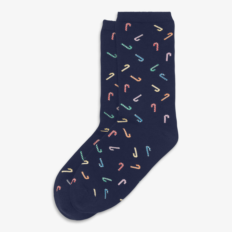 Adult crew socks in rainbow candy canes