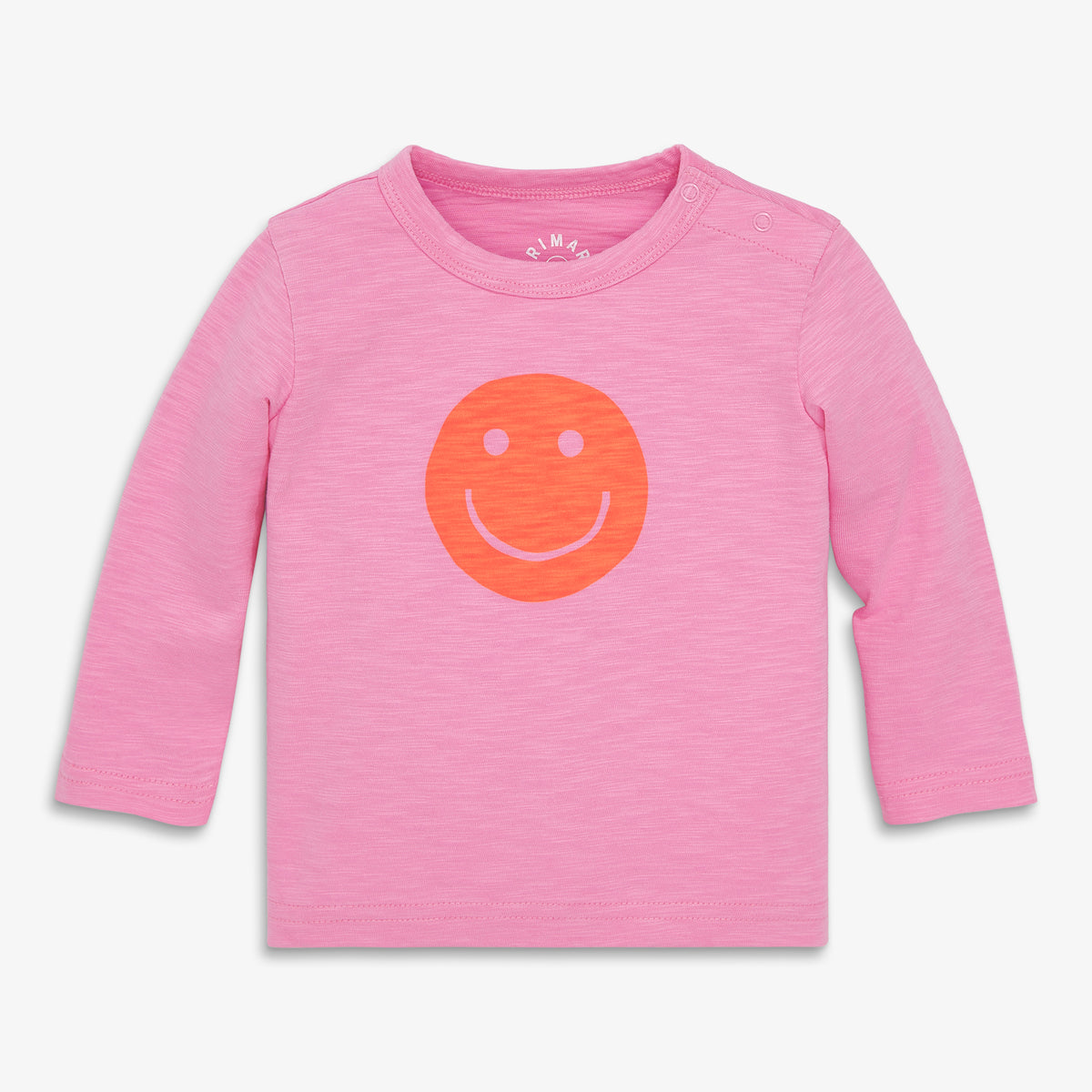 Baby long sleeve happy face tee in peony-happy-face