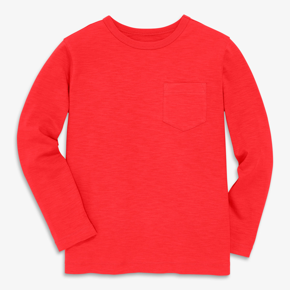 Kids long sleeve slub pocket tee in seasonal colors in poppy
