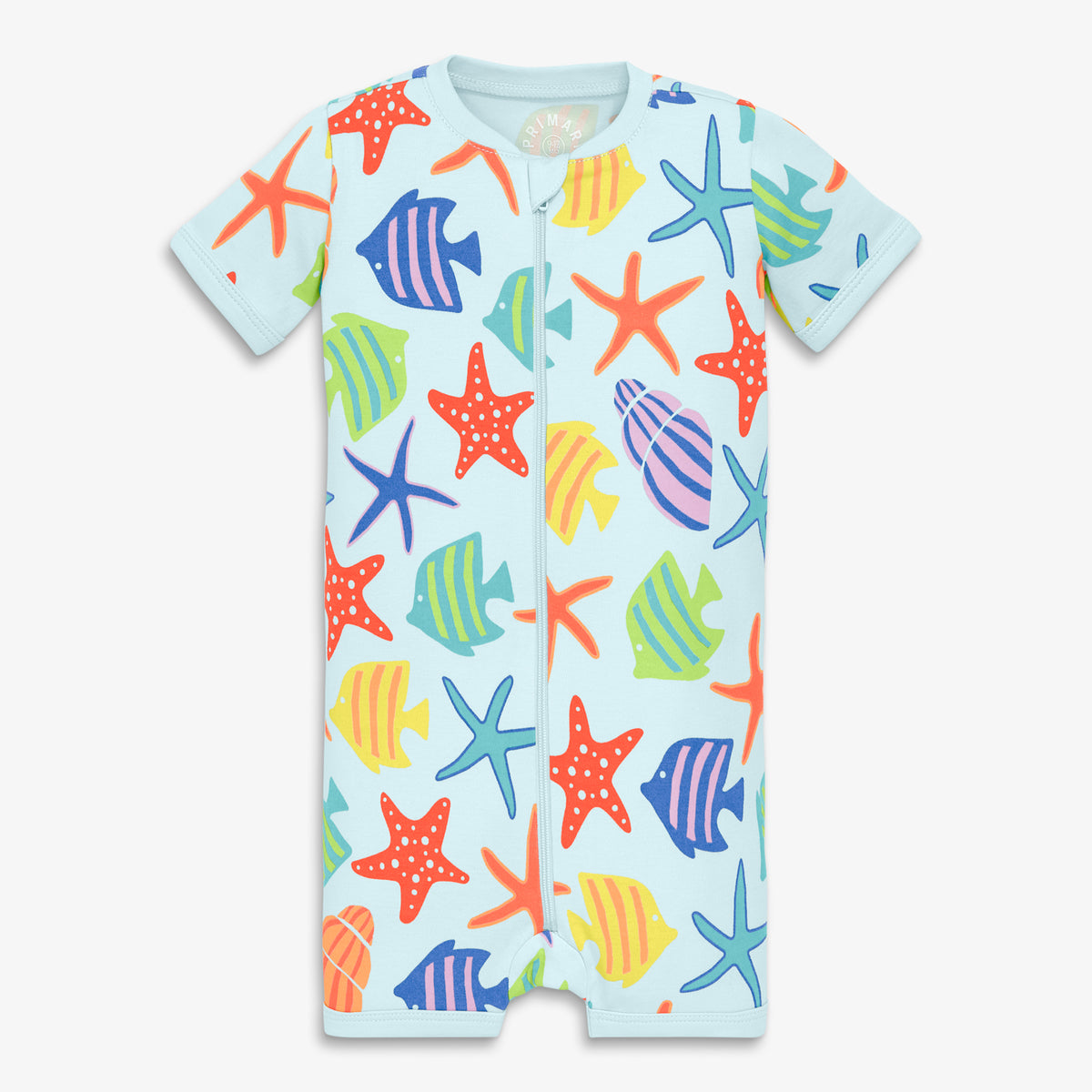 Clearance baby organic zip shortie in under the sea in saltwater-under-the-sea