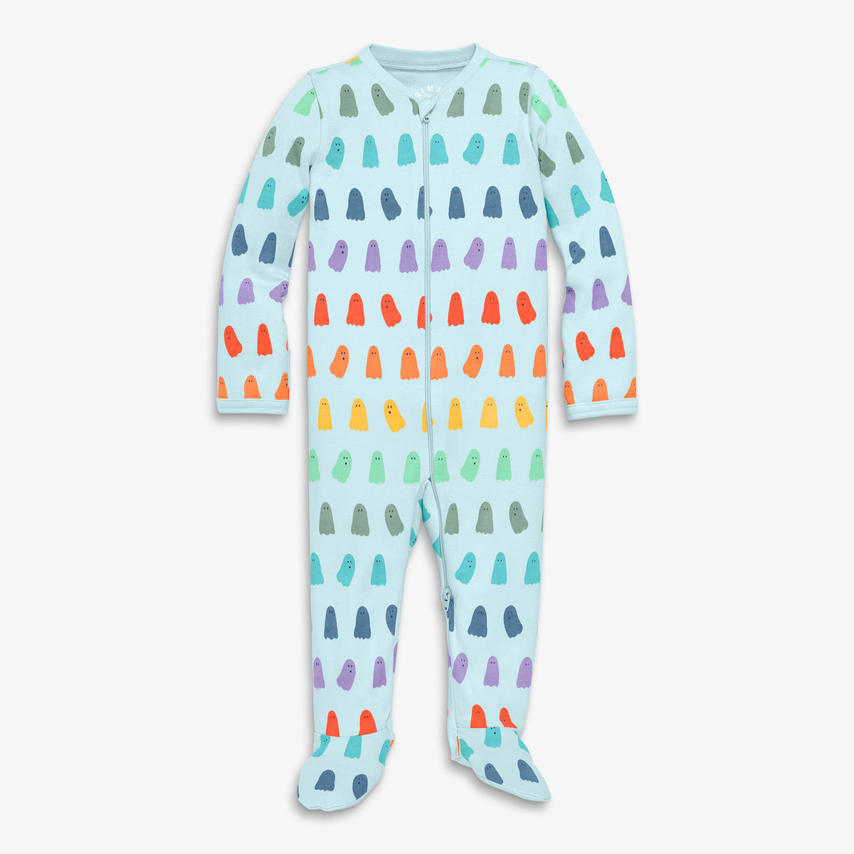 Clearance baby organic zip footie in rainbow ghosts in saltwater-rainbow-ghosts