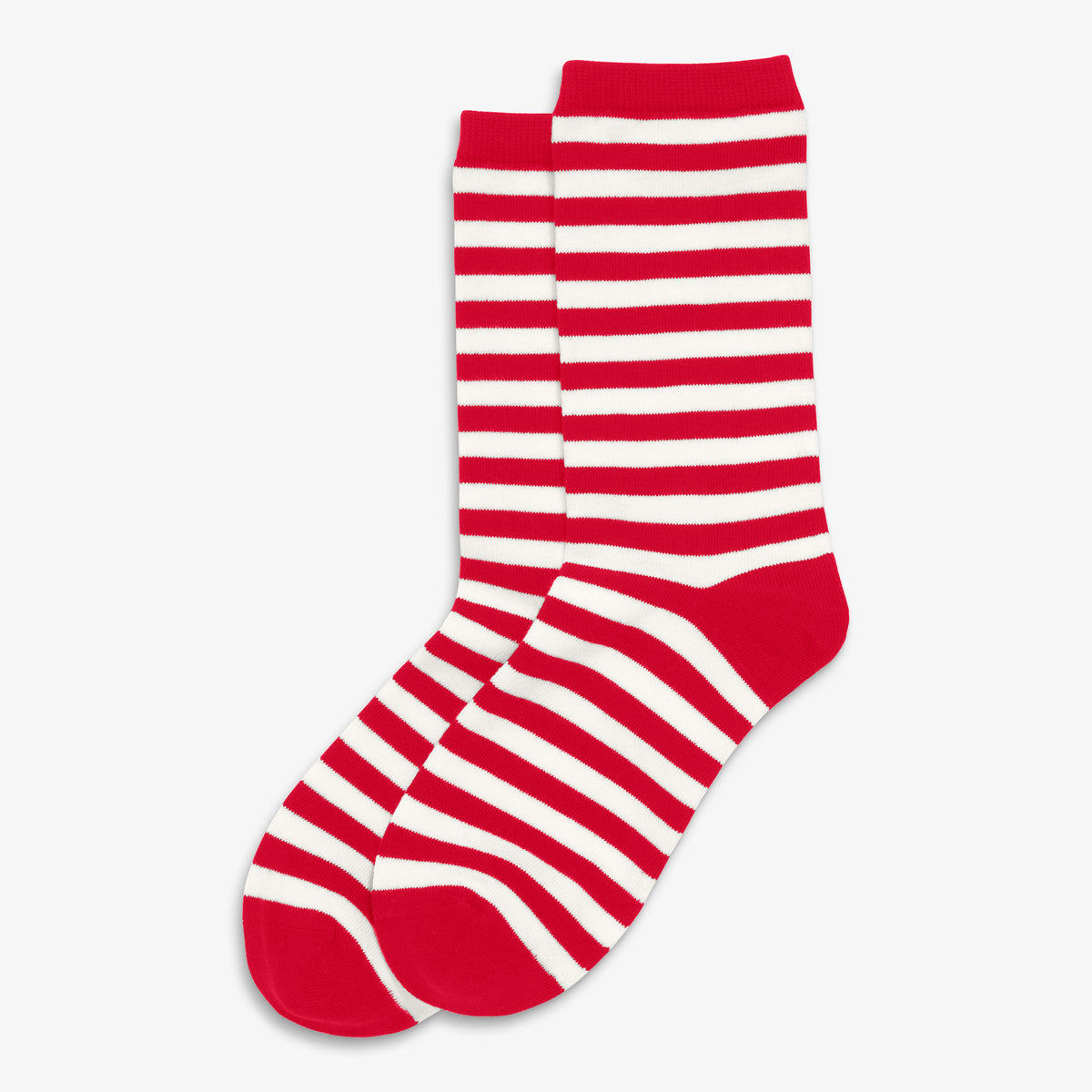 Adult stripe crew sock in cherry-ivory-stripe