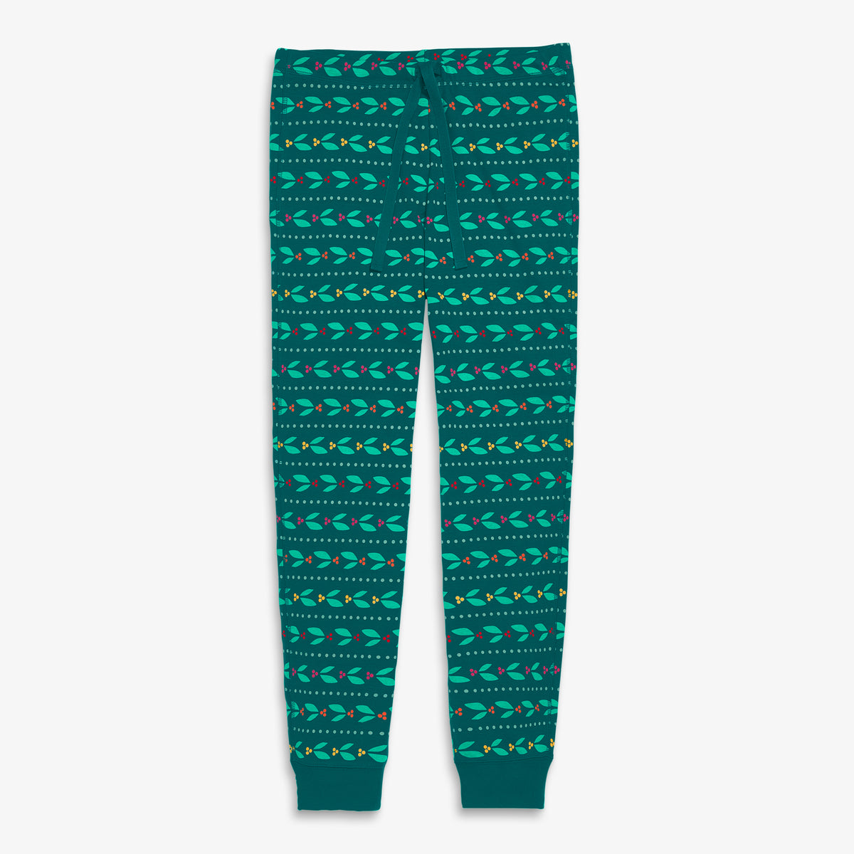 Clearance unisex fit organic pj pant in holly berries in spruce-winter-berries