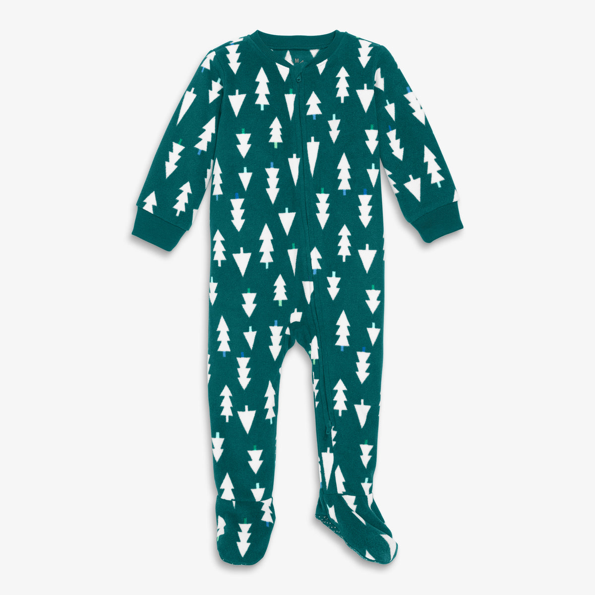Clearance baby fleece zip footie in spruce-trees
