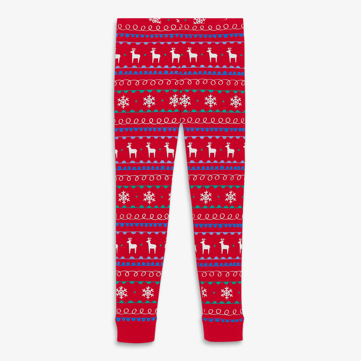 Clearance kids organic PJ pant in reindeer fair isle in cherry-reindeer-fairisle