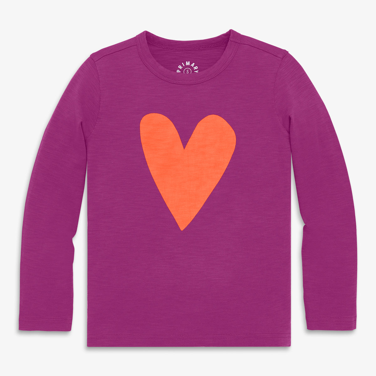 Kids long sleeve heart tee in boysenberry-cutout-heart