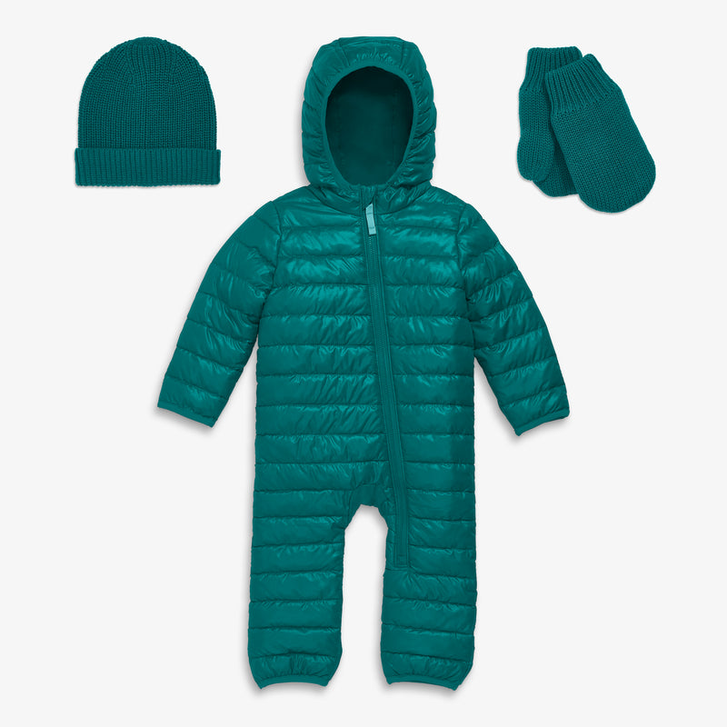Baby lightweight puffer suit & accessory gift set