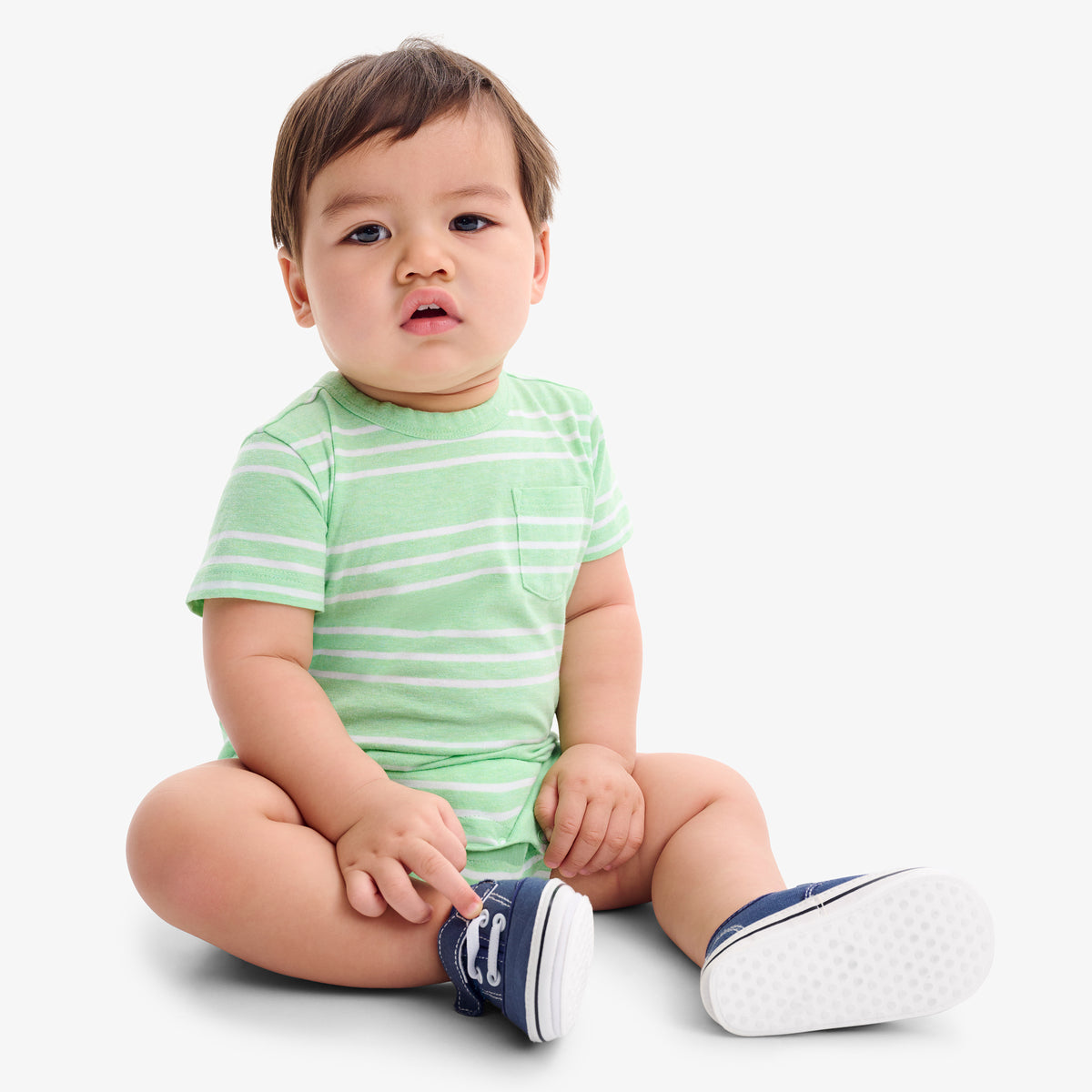 Clearance baby heathered pocket shortie in stripe