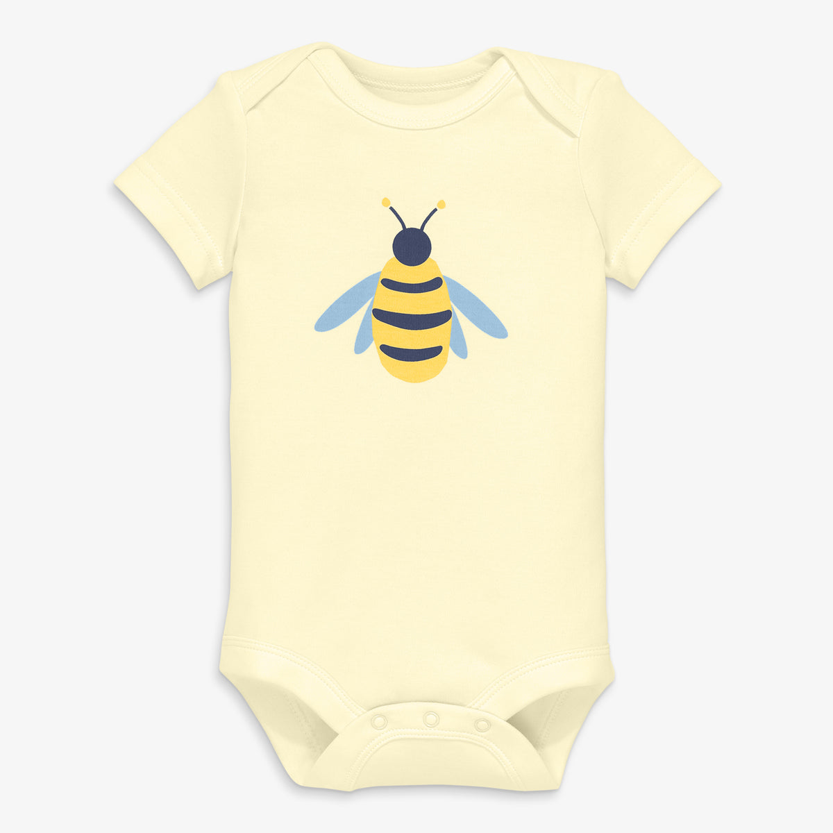Organic short sleeve bumblebee babysuit in light-banana-bumblebee