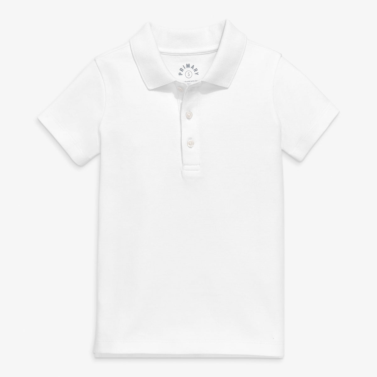 Kids slim short sleeve interlock polo in white