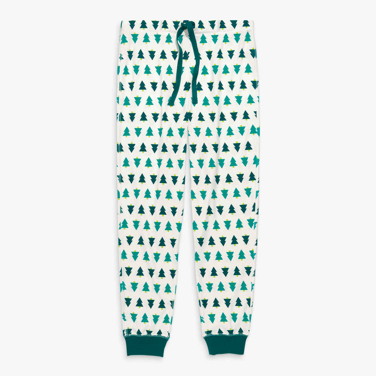 Clearance unisex fit organic pj pant in triangle trees in ivory-tree-print