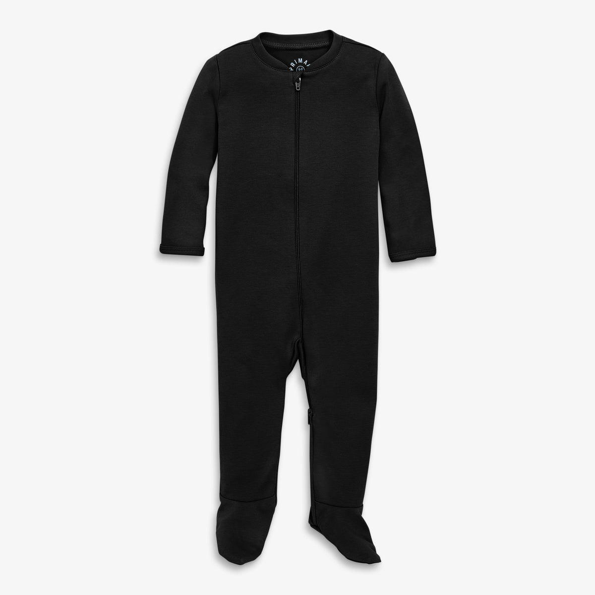 Kids organic zip footie in black