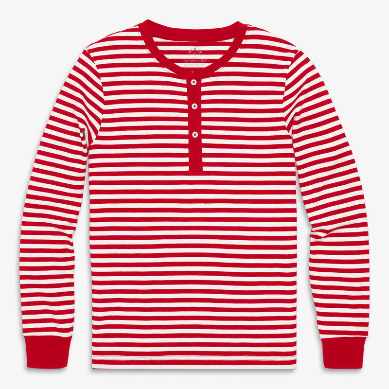Unisex fit organic PJ top in stripe