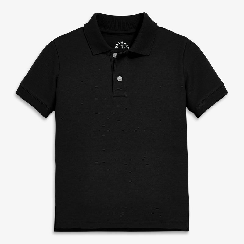 Kids short sleeve pique polo in black