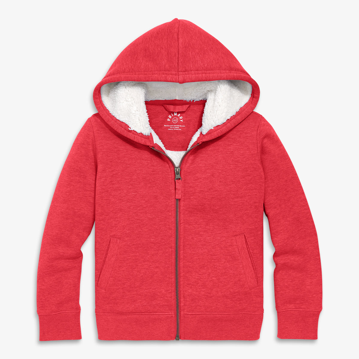 Kids teddy fleece-lined zip hoodie in heather-cherry