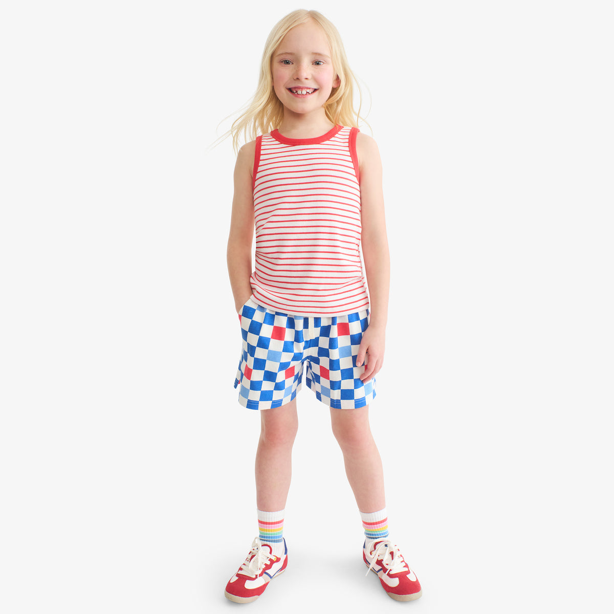 Clearance kids park short in checkerboard