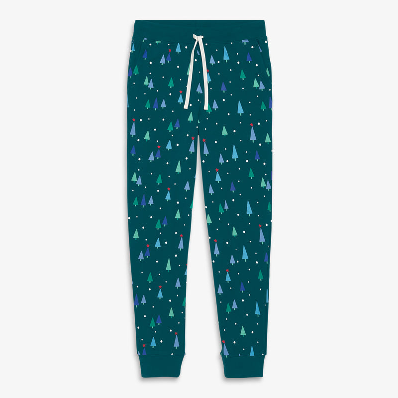Unisex fit organic PJ pant in wintry woods