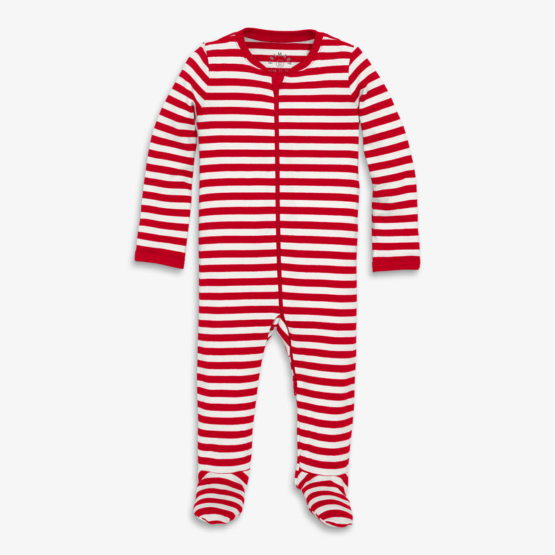 Baby organic zip footie in stripe