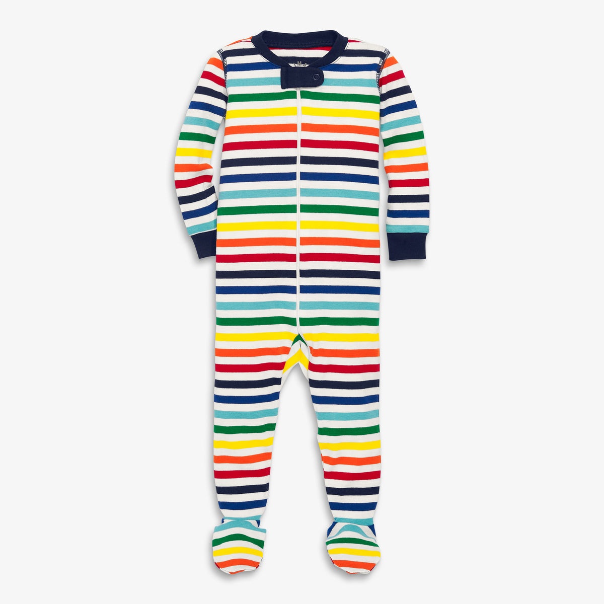 Clearance baby organic zip footie in rainbow (sizes 0-24m) in rainbow-ivory