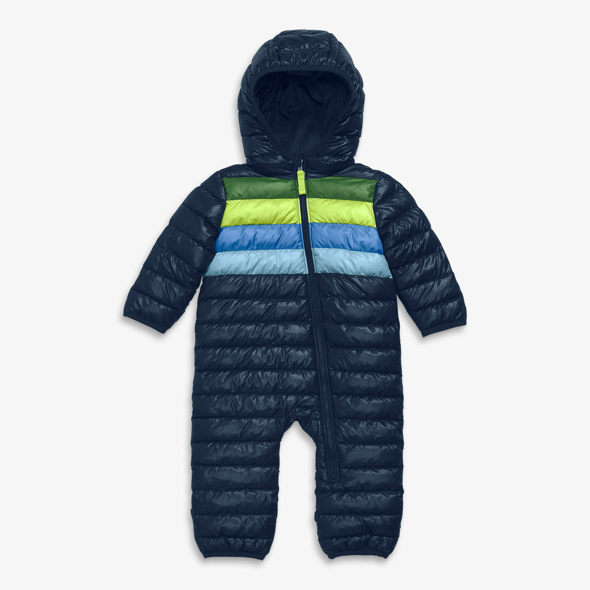 Baby lightweight puffer suit in stripe in navy-placed-stripe