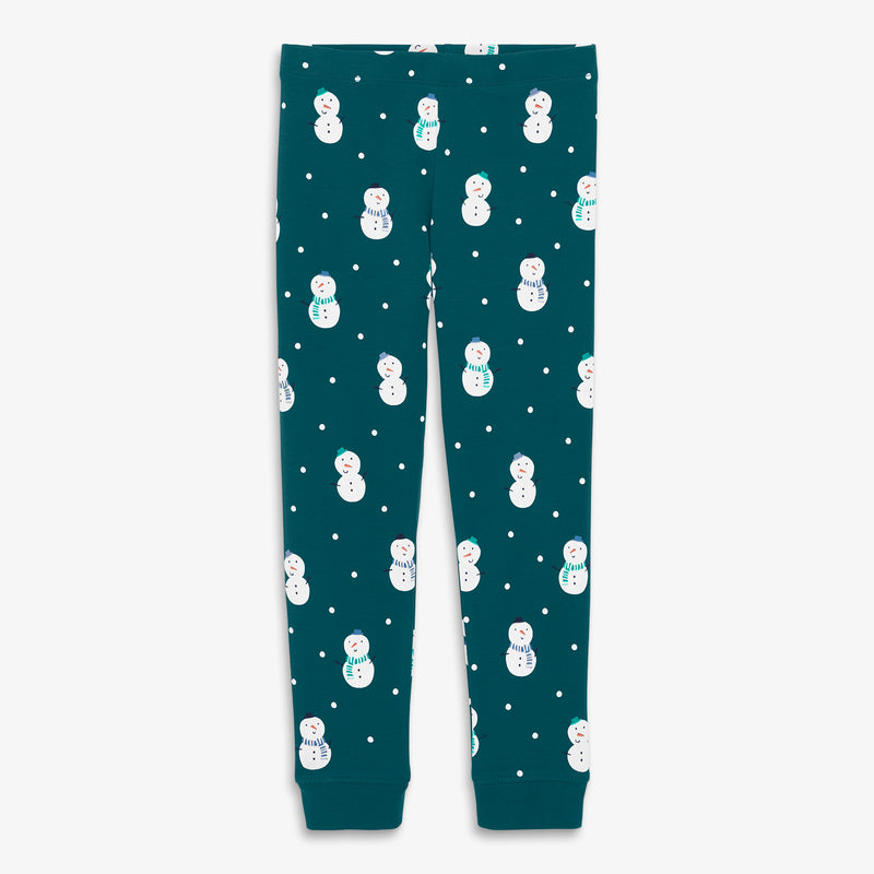 Kids organic PJ pant in frosty friends in forest-snowmen