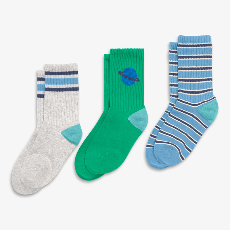 Kids athletic sock 3-pack in galaxy mix