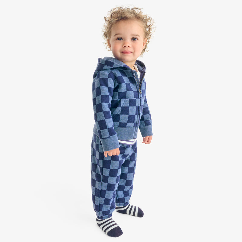 Baby cozy fleece sweatpant in checkerboard