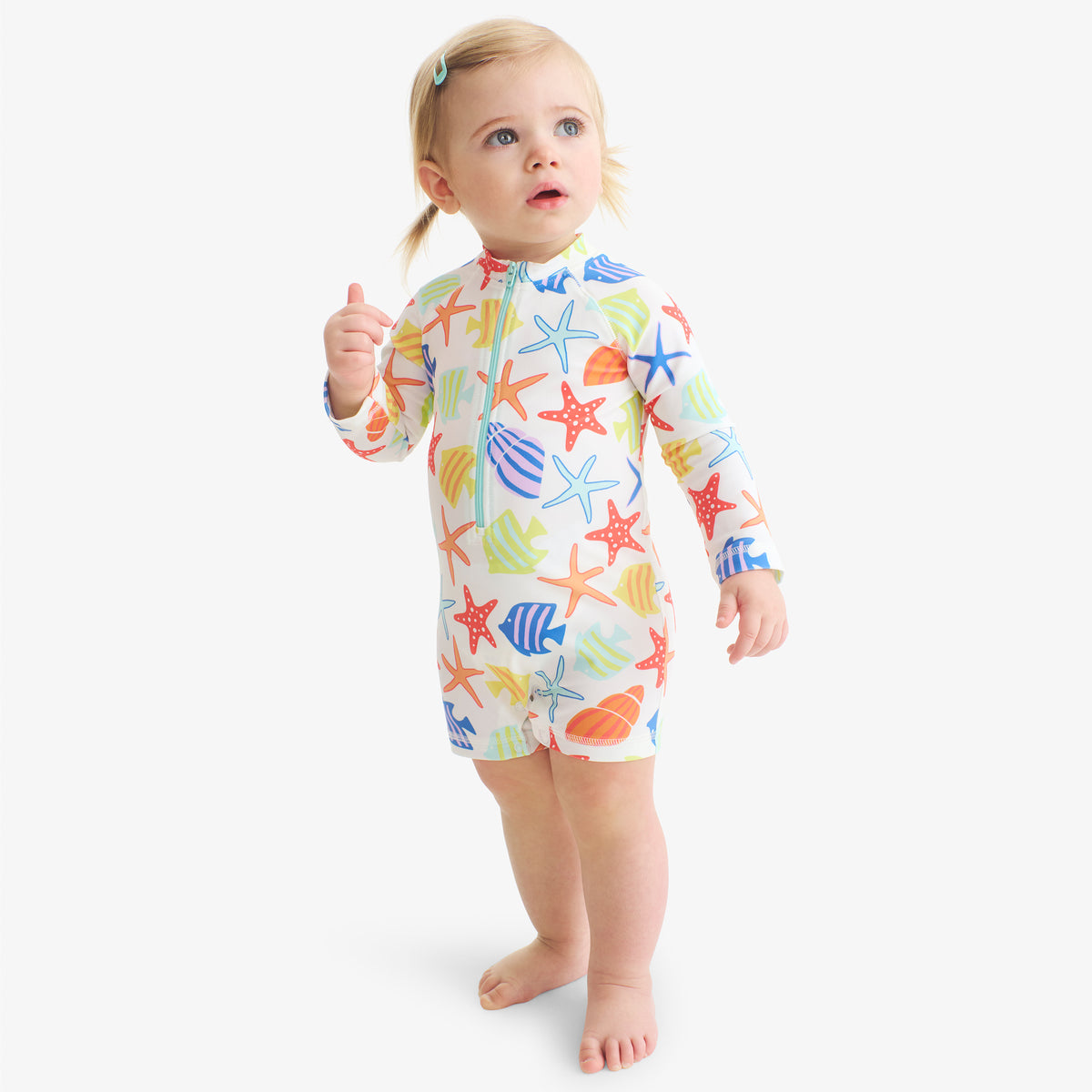 Clearance baby one-piece rash guard in under the sea