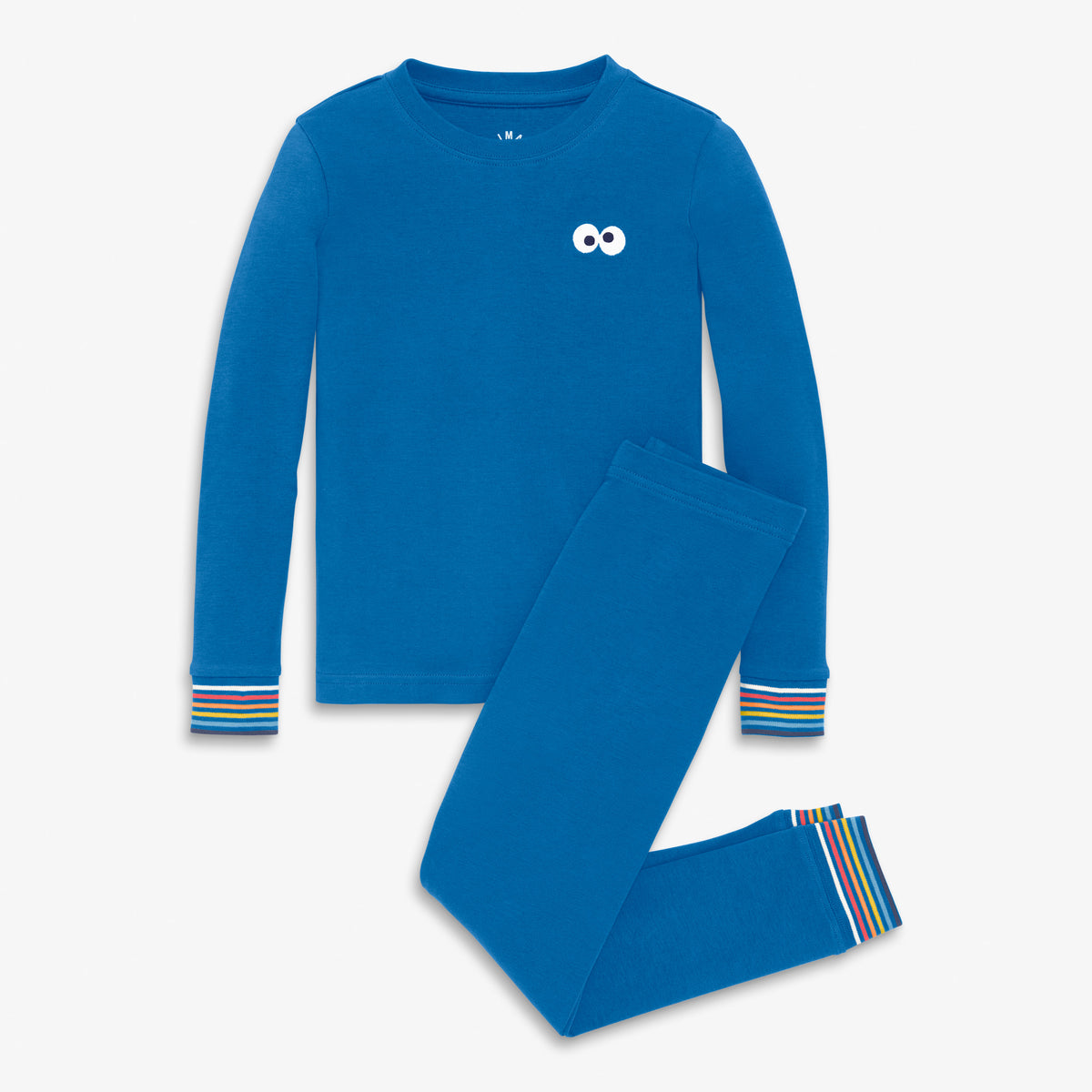 Kids organic Sesame Street embroidered PJ set in blueberry