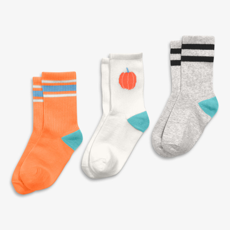 Kids athletic sock 3-pack in Halloween mix