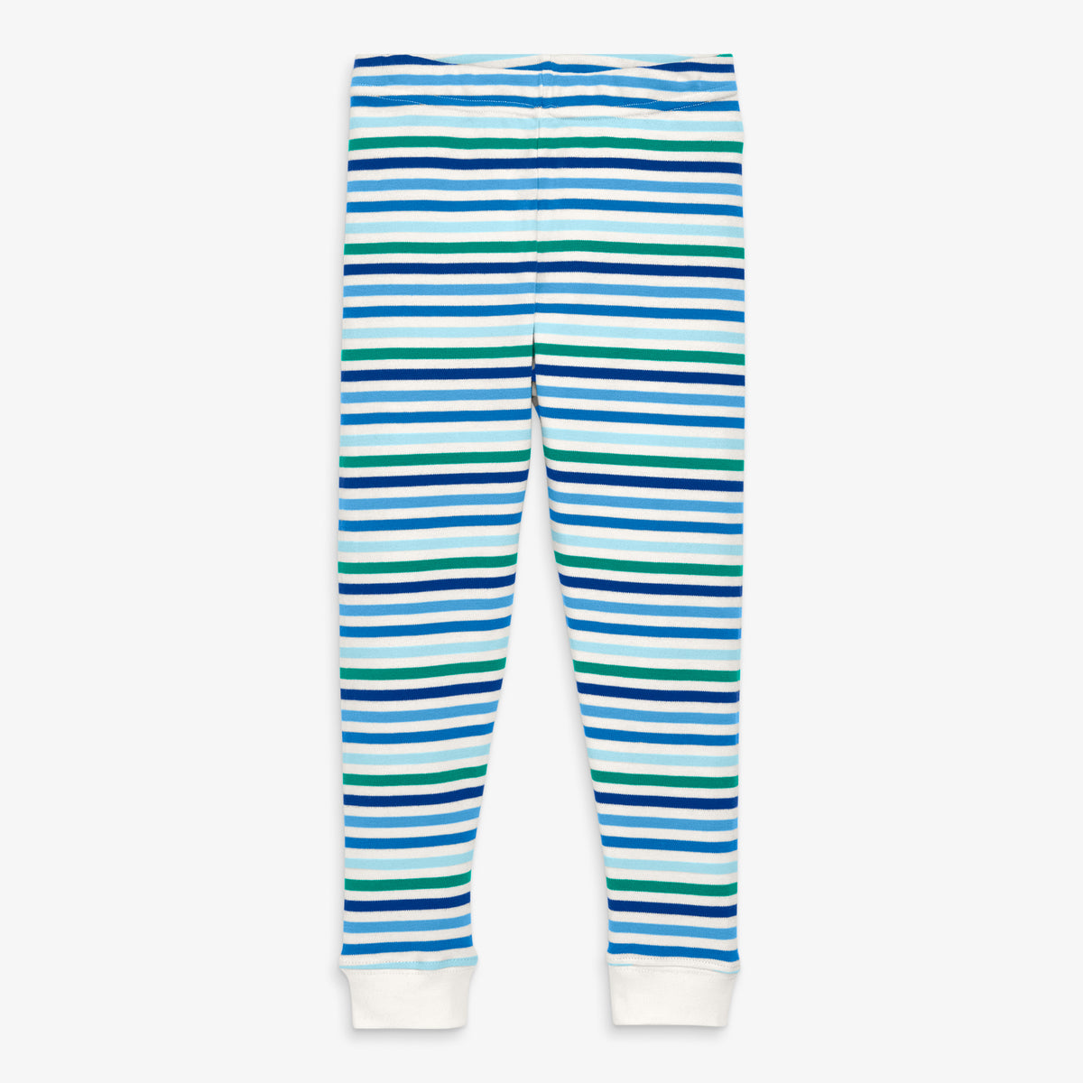 Clearance kids organic PJ pant in cool stripes in blueberry-multi-winter-stripe
