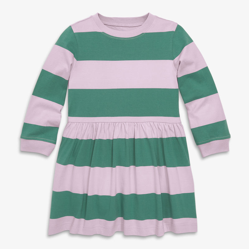 Kids long sleeve easy dress in stripe