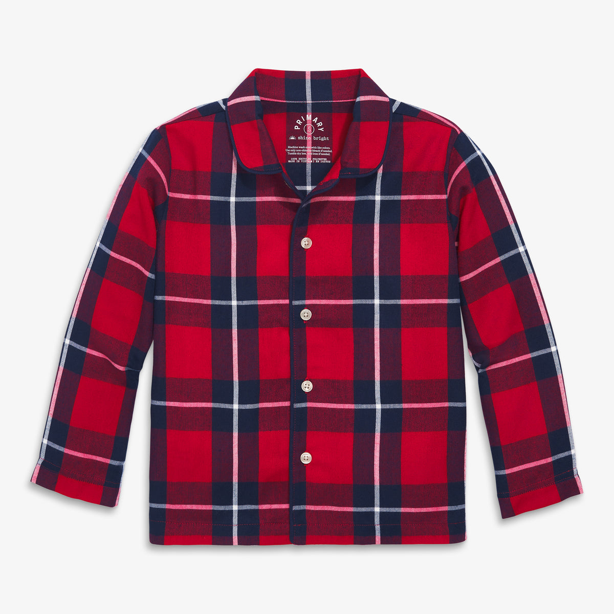 Clearance kids plaid flannel pj top in cherry-plaid