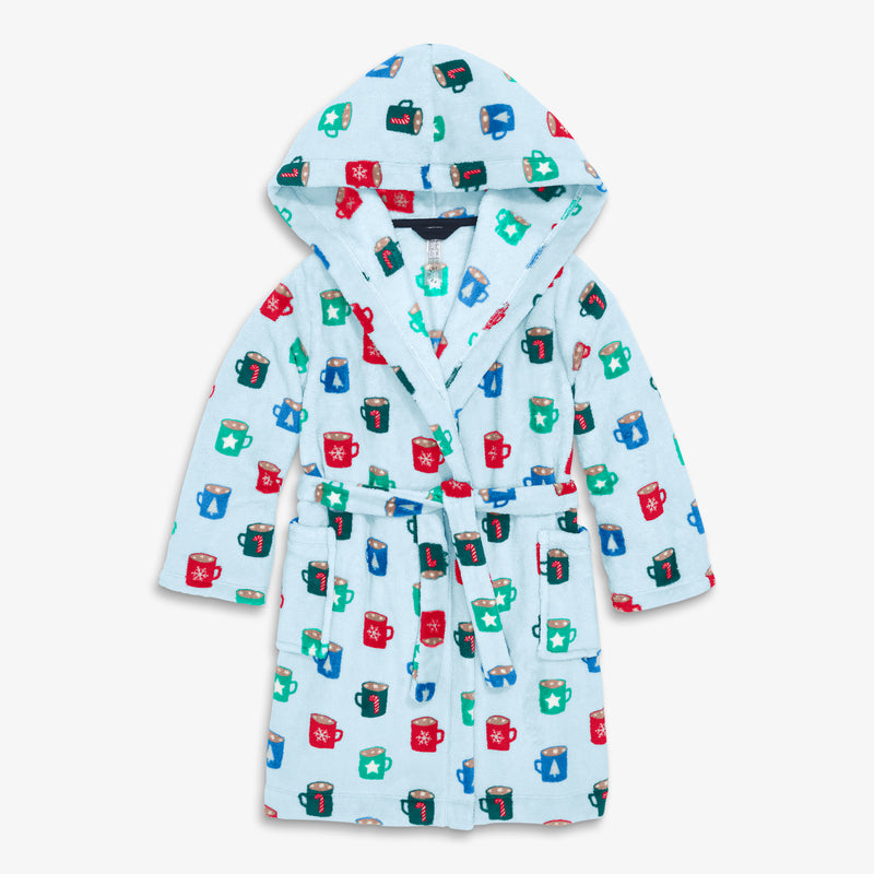 Kids plush fleece robe in hot cocoa in sky-cozy-hot-cocoa