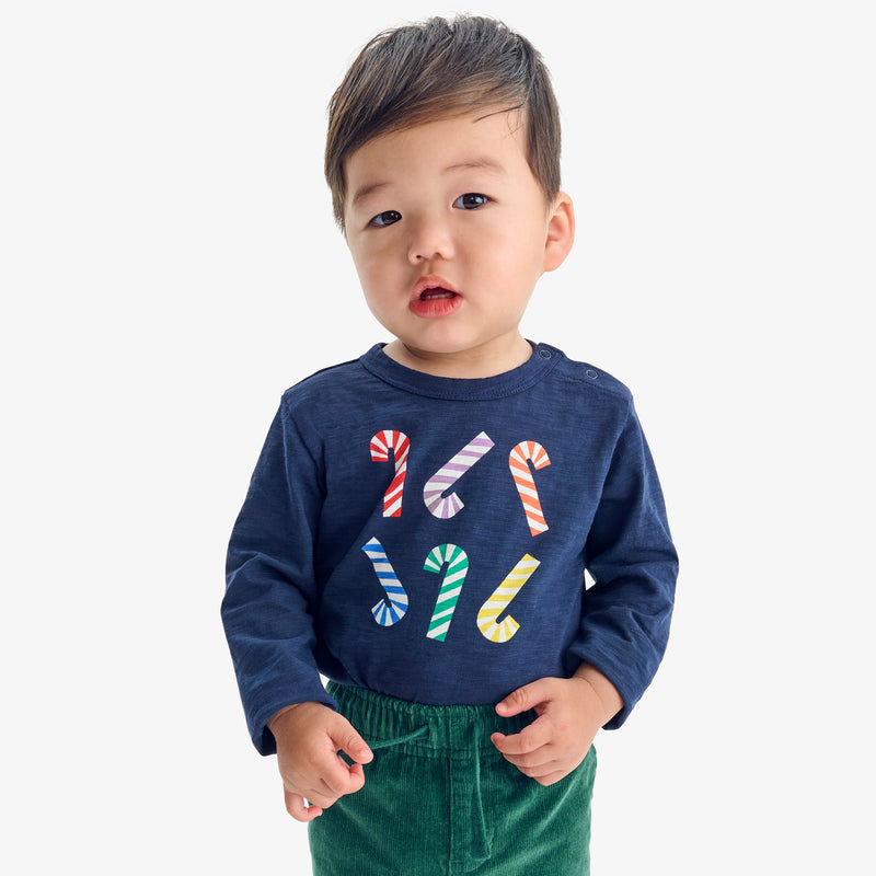 Baby long sleeve rainbow candy canes tee