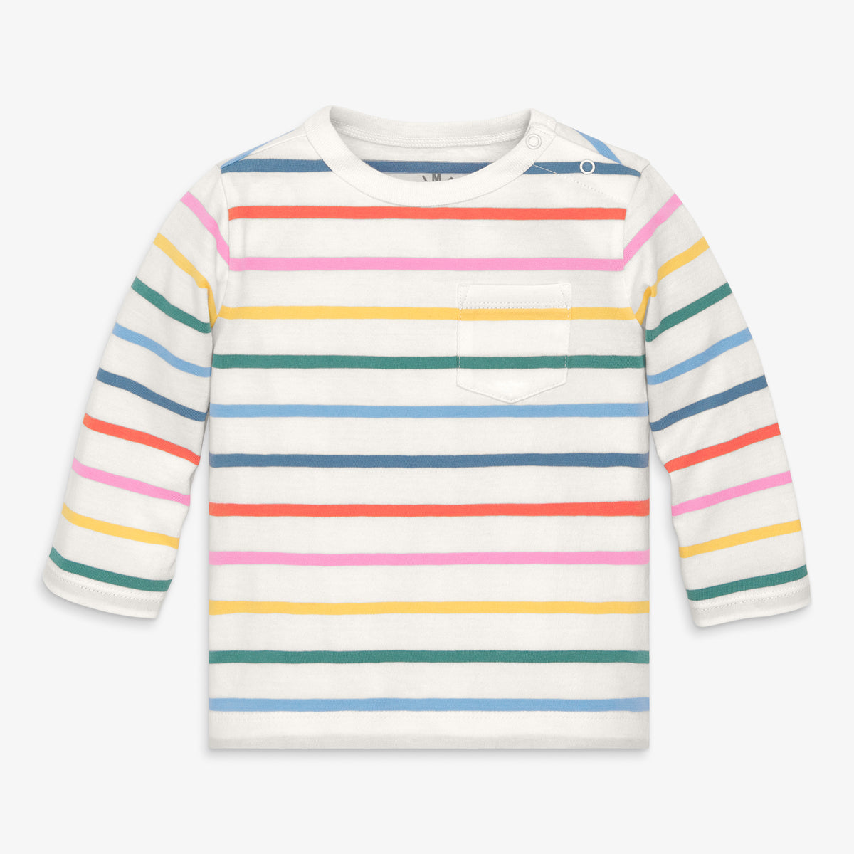Baby long sleeve tee in rainbow stripe in ivory-rainbow-stripe-new