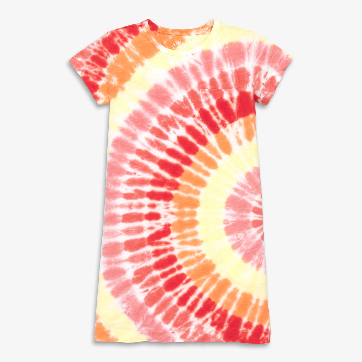 Clearance kids t-shirt dress in tie-dye in warm-tie-dye-spiral