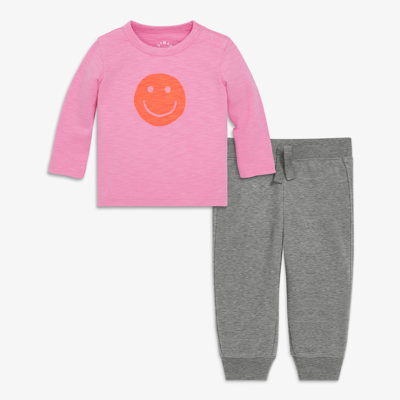 Baby happy face tee and jogger set
