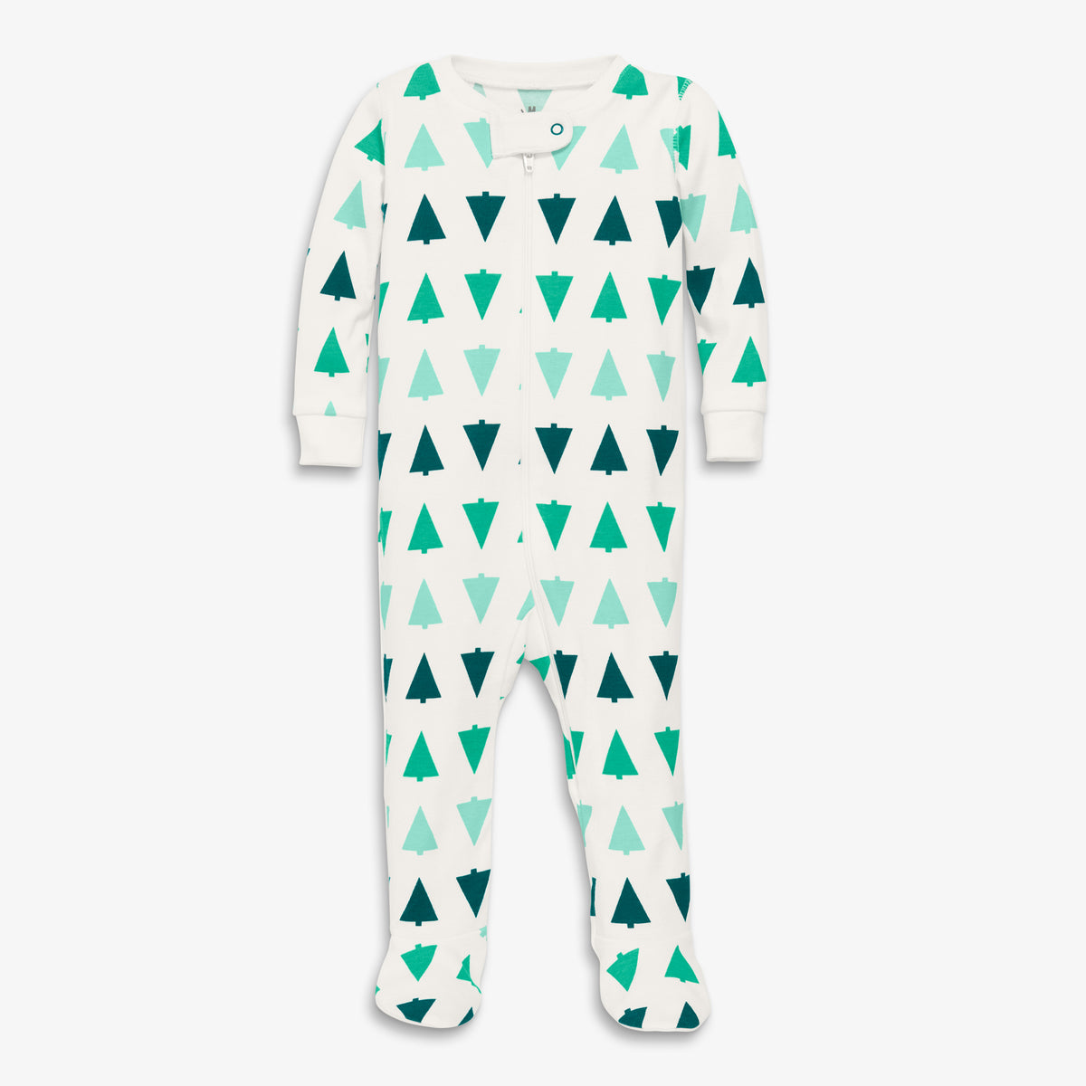 Clearance baby organic zip footie in candy trees in spearmint-trees