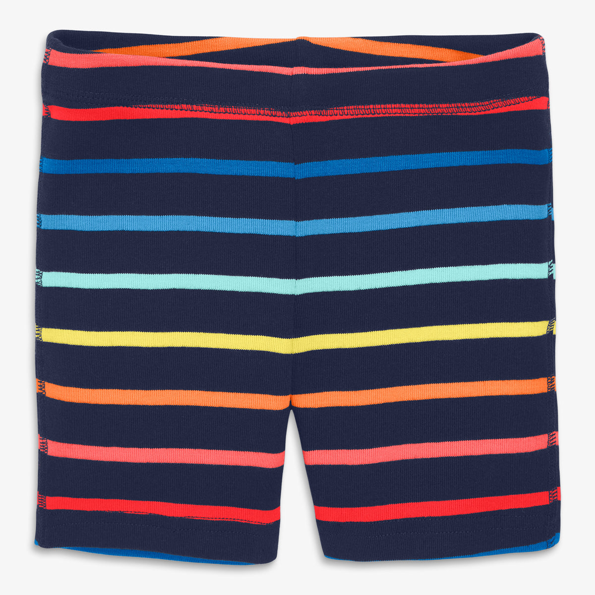 Clearance kids organic pj short in sunrise rainbow stripe in navy-rainbow-sunrise-stripe