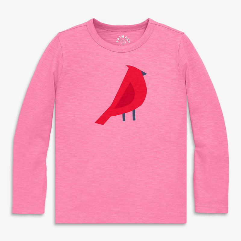 Kids long sleeve cardinal tee in taffy-cardinal