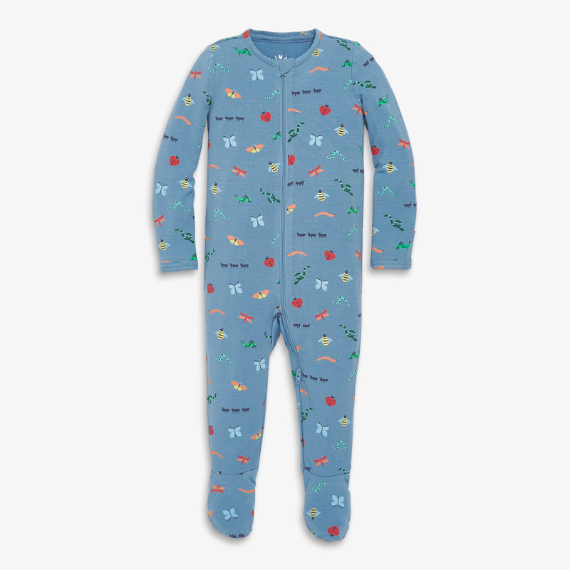 Baby stretch modal zip footie in rainbow critters in pacific-rainbow-critters
