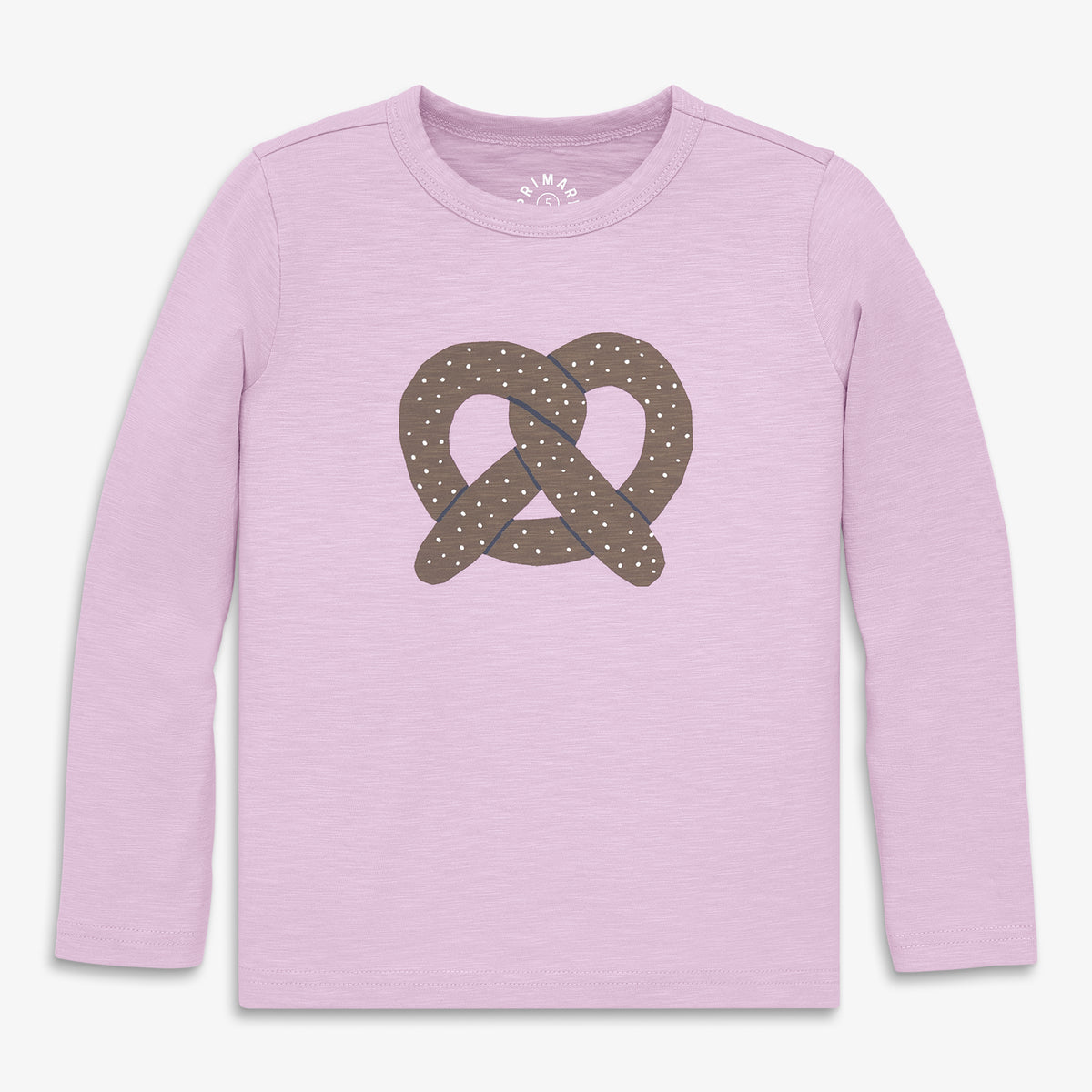 Kids long sleeve pretzel tee in hydrangea-pretzel