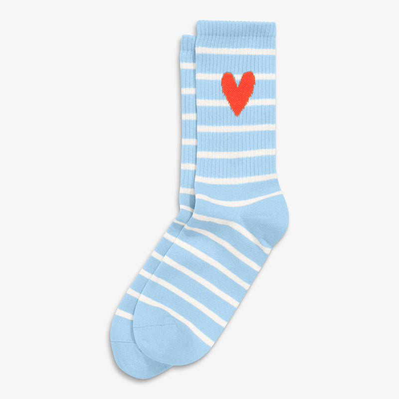 Adult athletic sock in striped heart