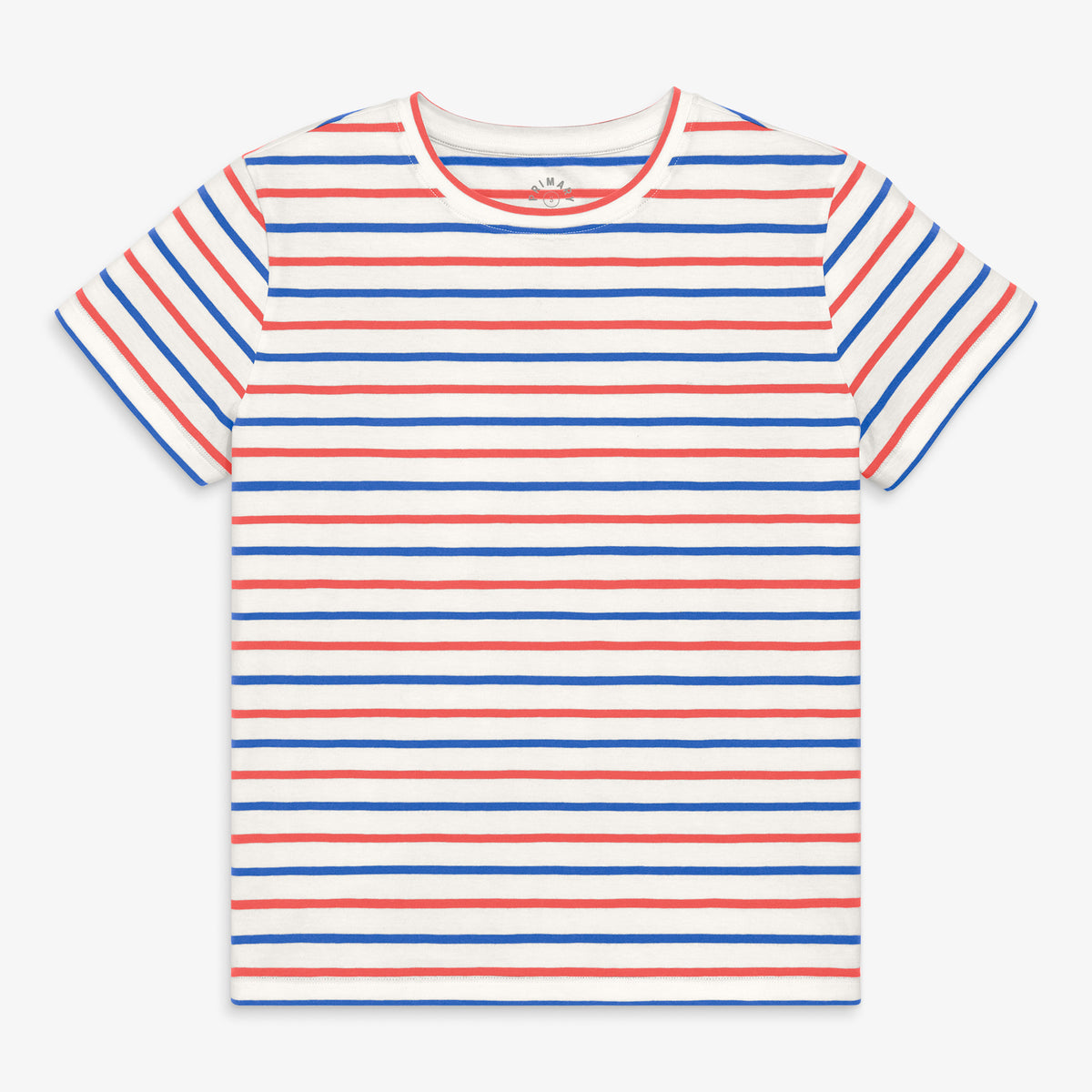 Women's fit easy crewneck tee in multi stripe in blueberry-strawberry-stripe