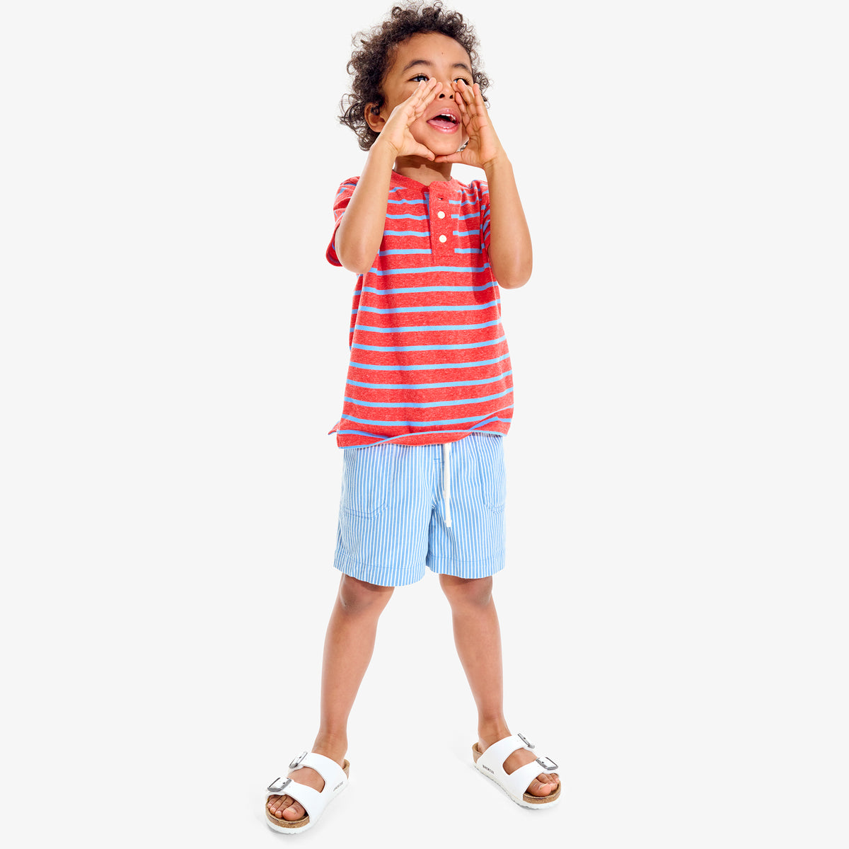 Clearance kids stretch chino short in boardwalk stripe