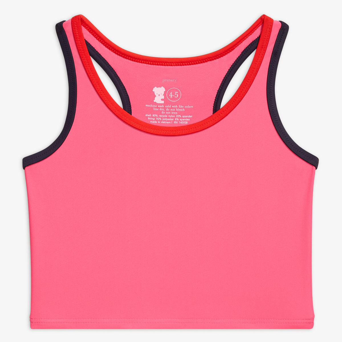 Clearance kids tipped swim top in azalea