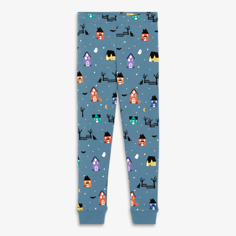 Kids organic PJ pant in spooky village in moonlight-spooky-village