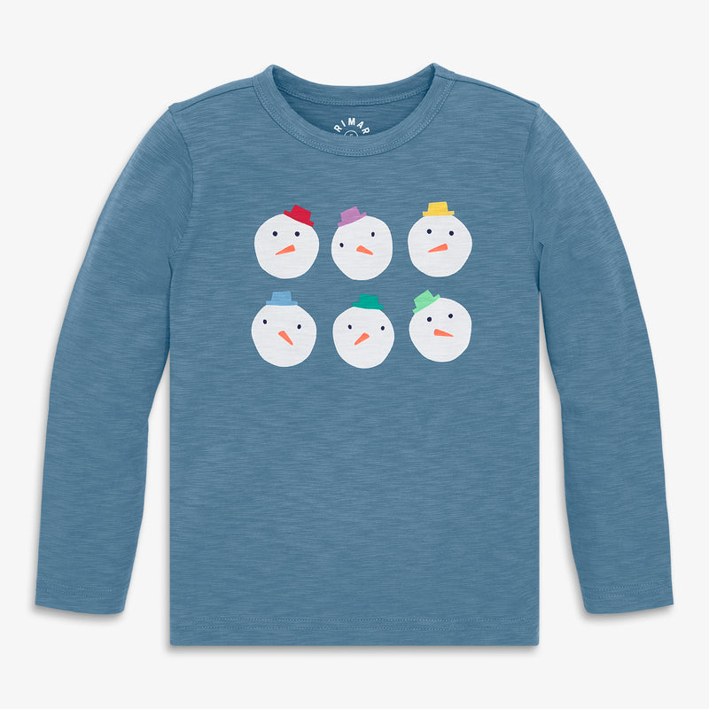 Kids long sleeve rainbow snowmen tee