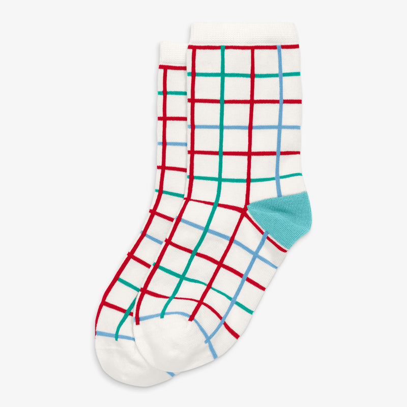 Kids crew socks in peppermint plaid